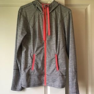 Active Neon Pink and Grey Striped Hoodie